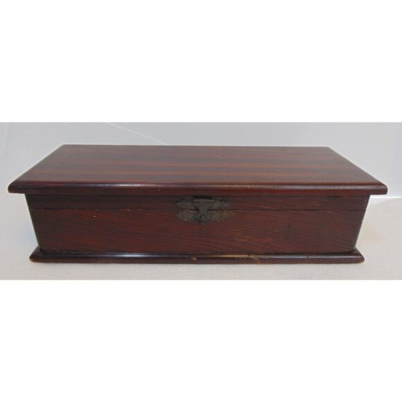 Vintage Large Wood Cigar Box Humidor Tobacco Gold Band 12.25 " x 5" x 3.25" 30's